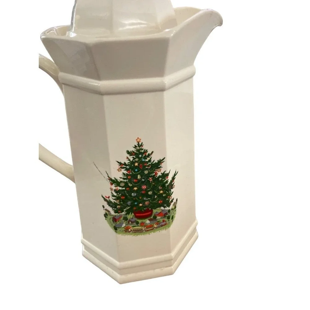 Vintage Christmas Tree Pitcher Cream‎ Ceramic Yuletide Holiday Serving Ware